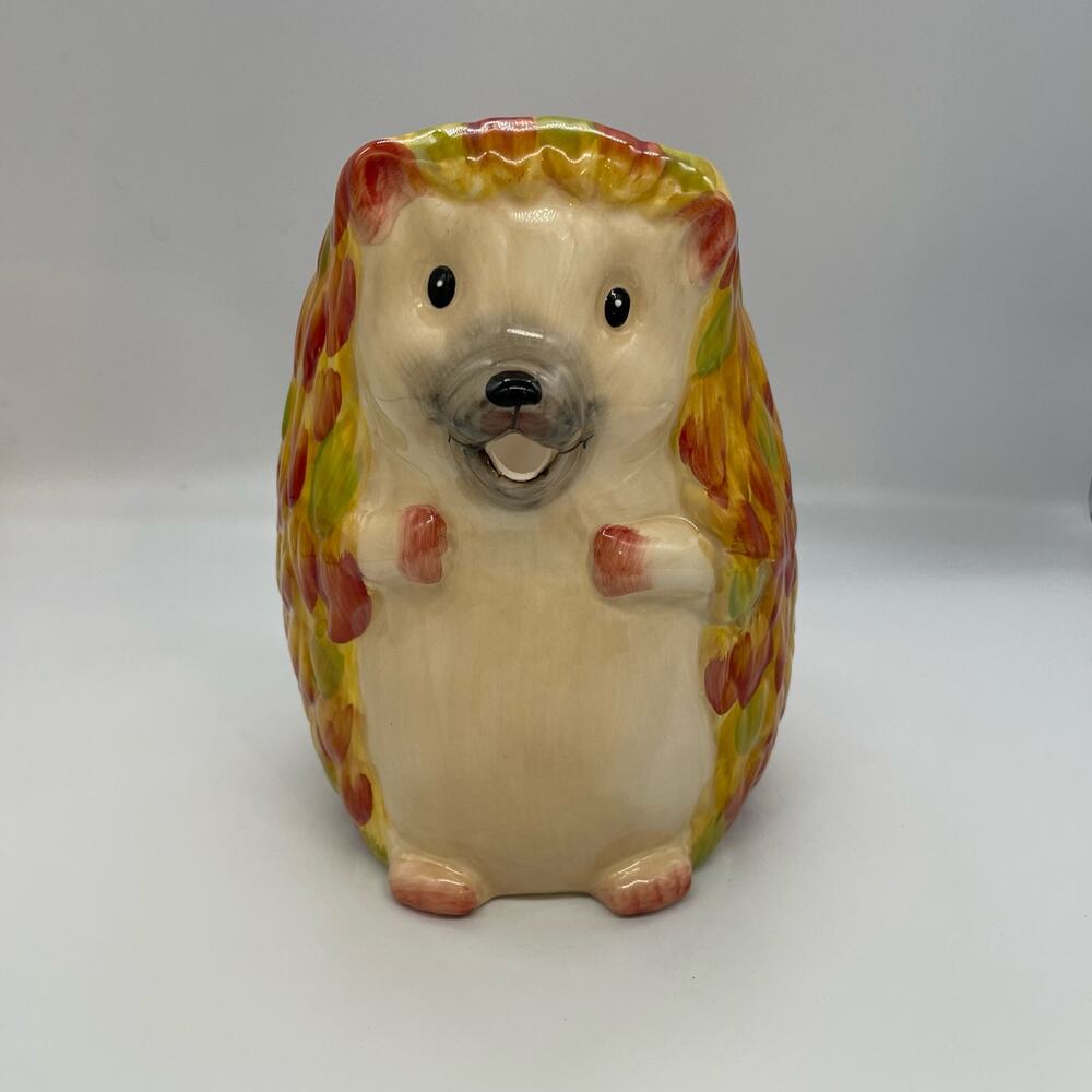 Pier 1 Imports Hedgehog Hand Painted Pitcher 8.5"